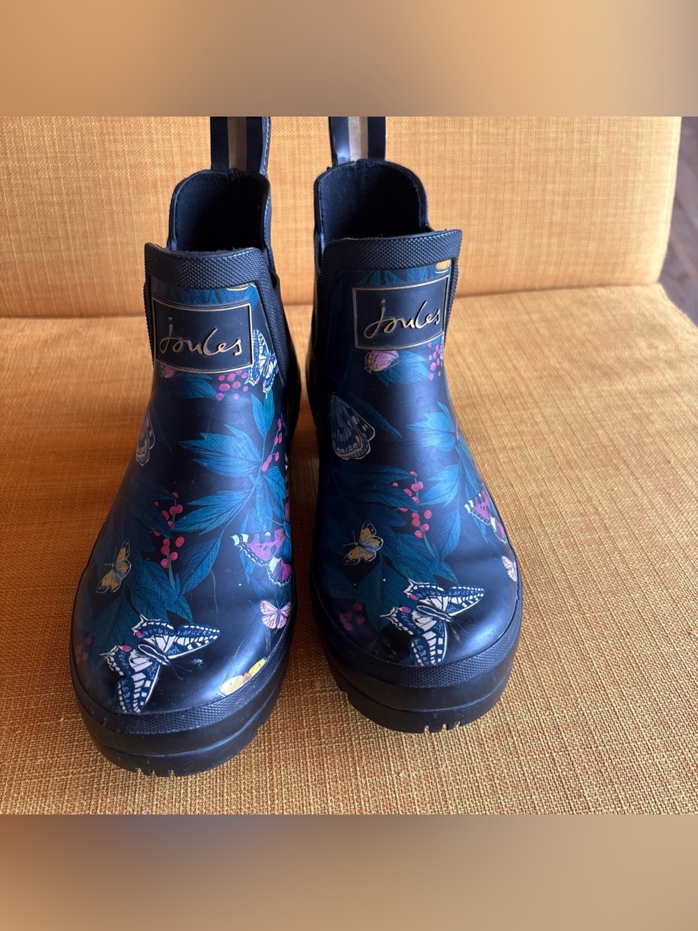 Women's Joules Wellibob Navy Botanical Flowers Rain Boot (Size 37)